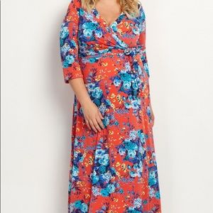 Plus Size Pink Blush Surplice Maxi Dress